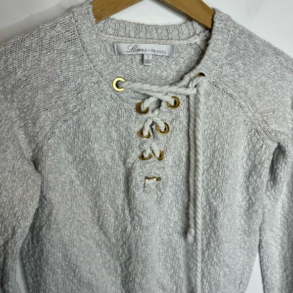 Revolve Lovers + Friends Yacht Grey Rope Lace Up Cotton Sweater Size Small - Picture 5 of 7